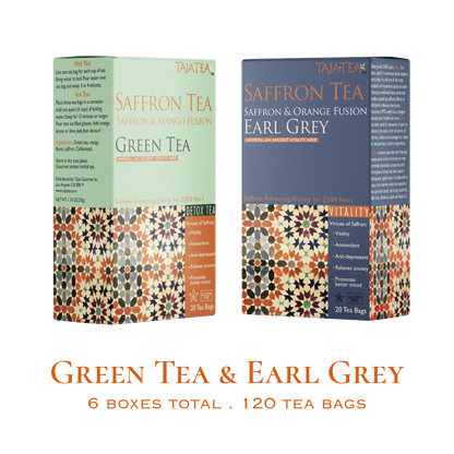 TAJA TEA Duo – Green Tea + Earl Grey, 6 Box Variety Pack