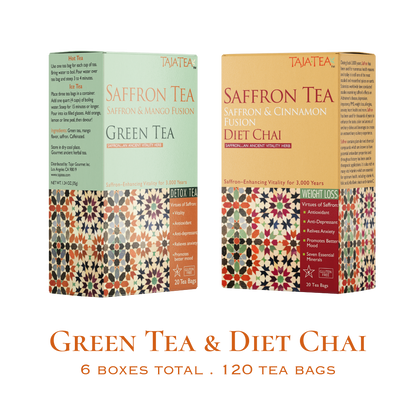 TAJA TEA DUO – Green Tea + Diet Chai, 6 Box Variety Pack
