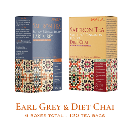 TAJA TEA DUO – Earl Grey + Diet Chai, 6 Box Variety Pack