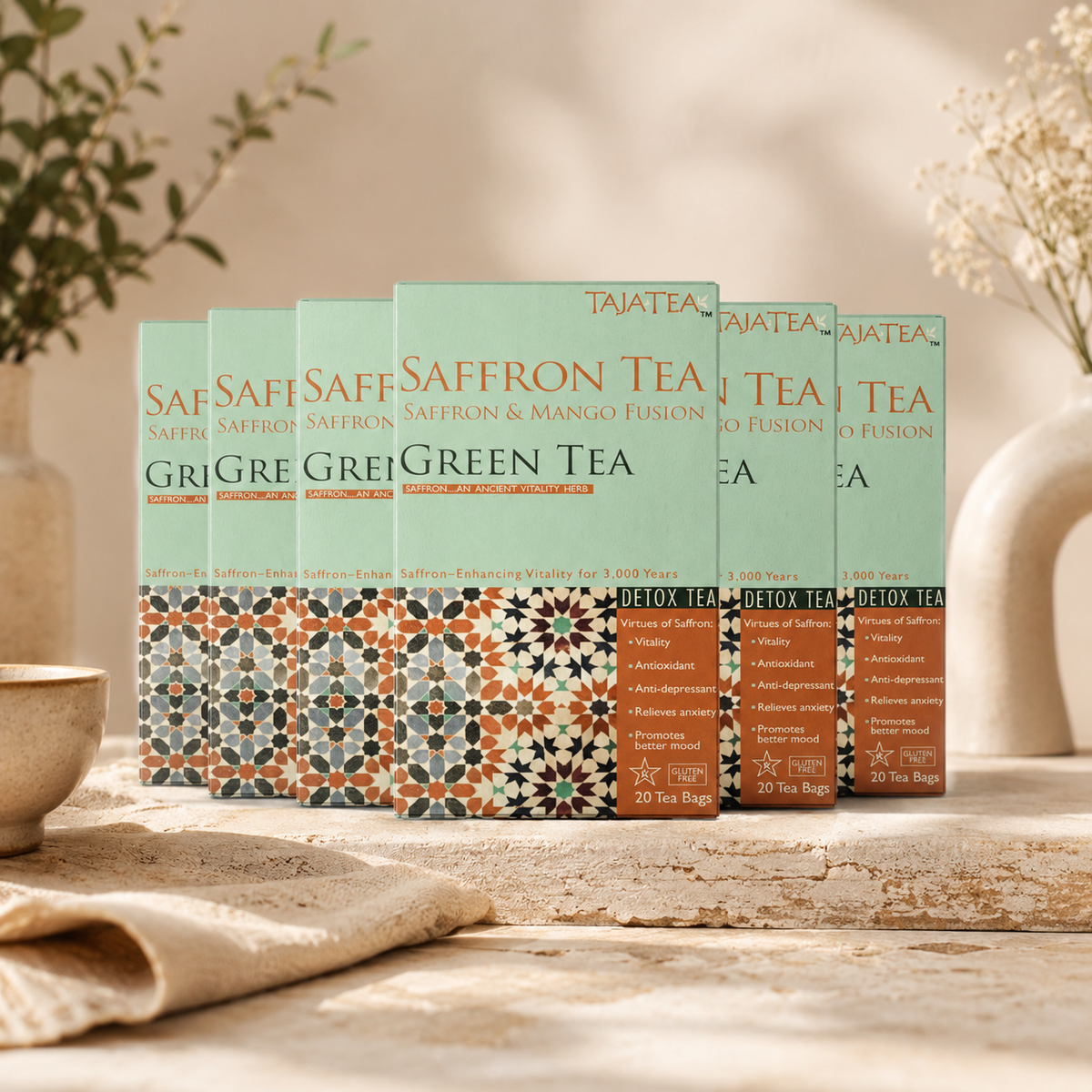 Saffron & Mango Fusion Green Tea [Pack of 6]