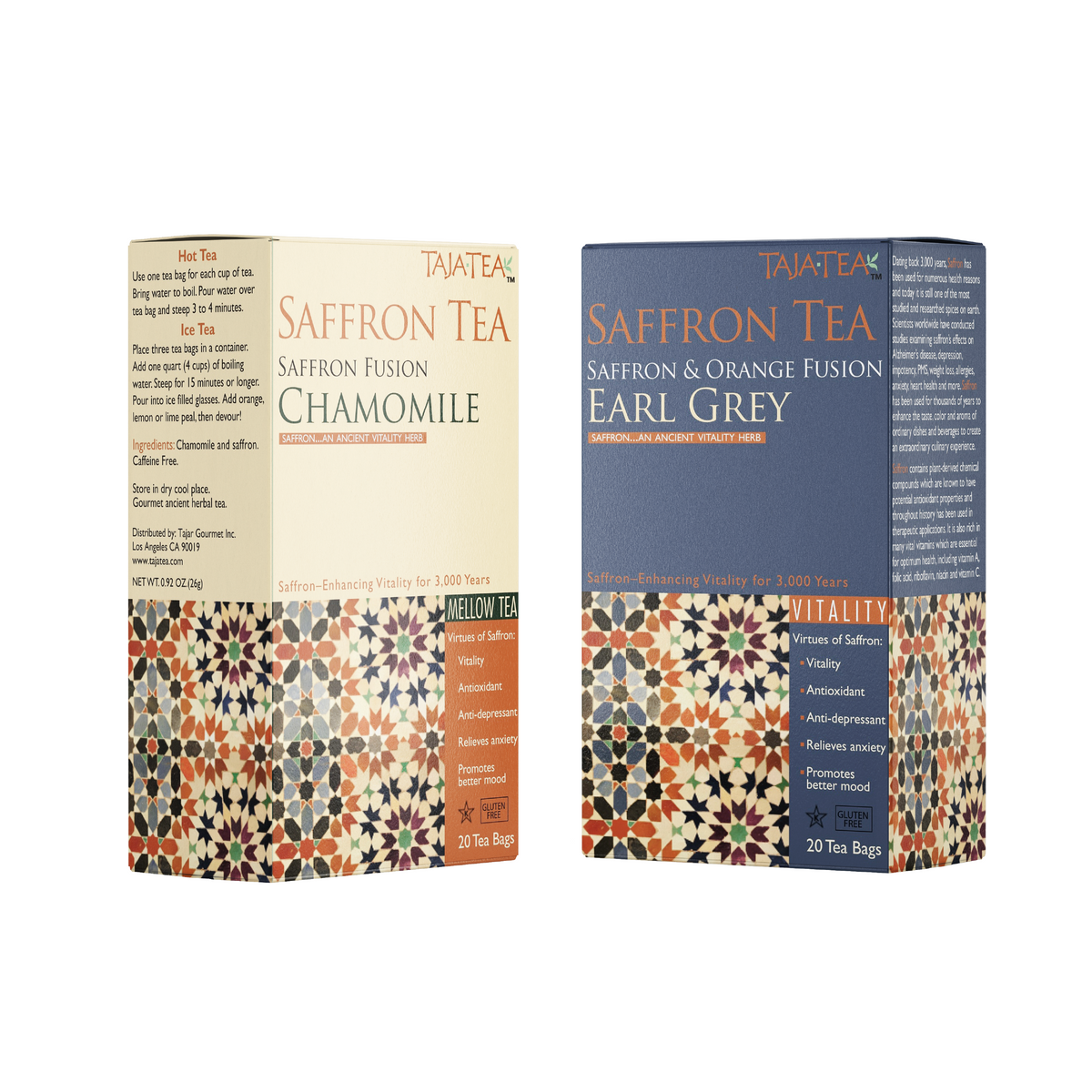 TAJA TEA DUO – Chamomile + Earl Grey, 6 Box Variety Pack