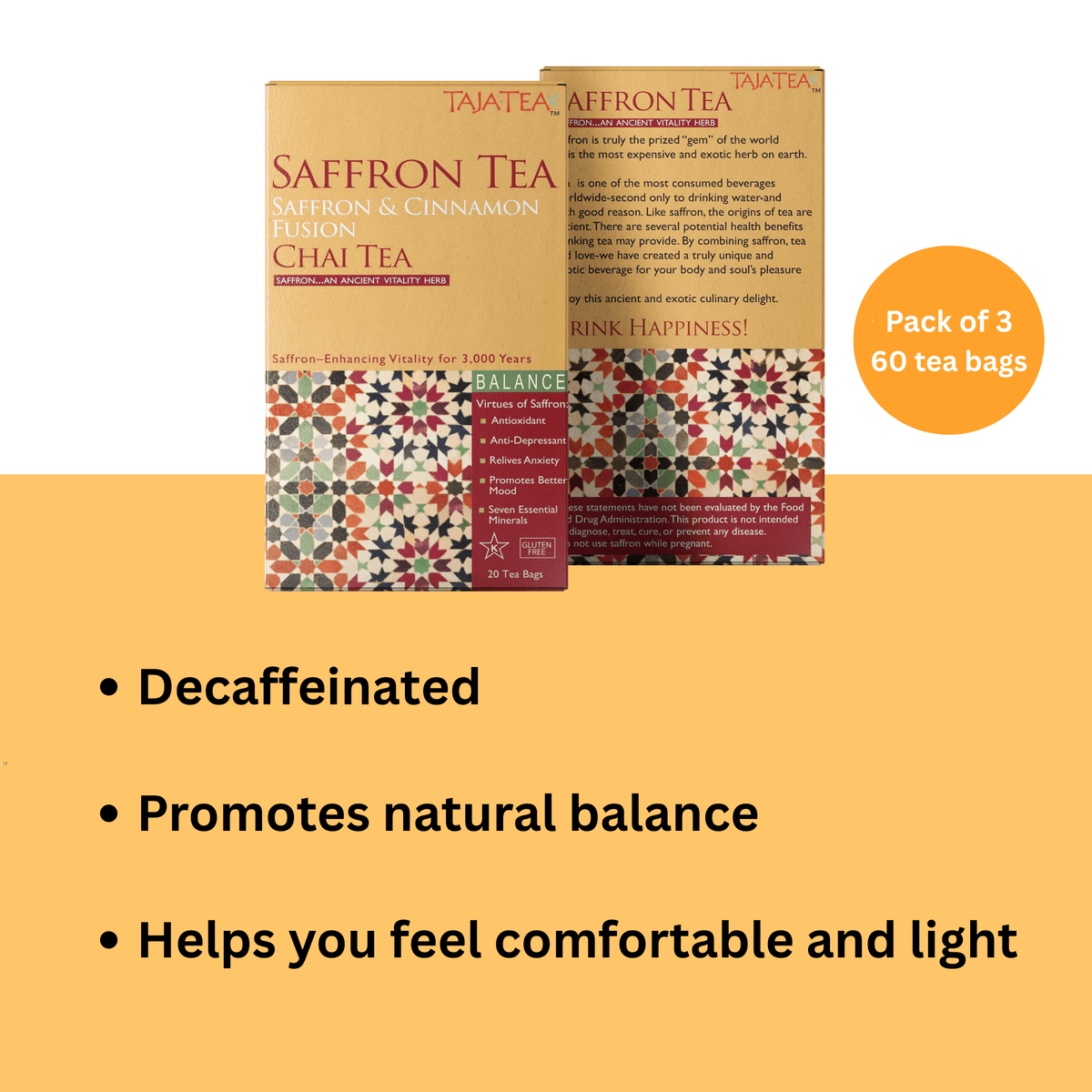 Saffron & Cinnamon Fusion Diet Chai [Pack of 3]