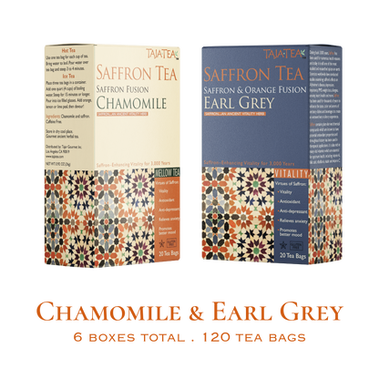 TAJA TEA DUO – Chamomile + Earl Grey, 6 Box Variety Pack