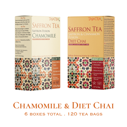 TAJA TEA DUO - Diet Chai + Chamomile, 6 Box Variety Pack