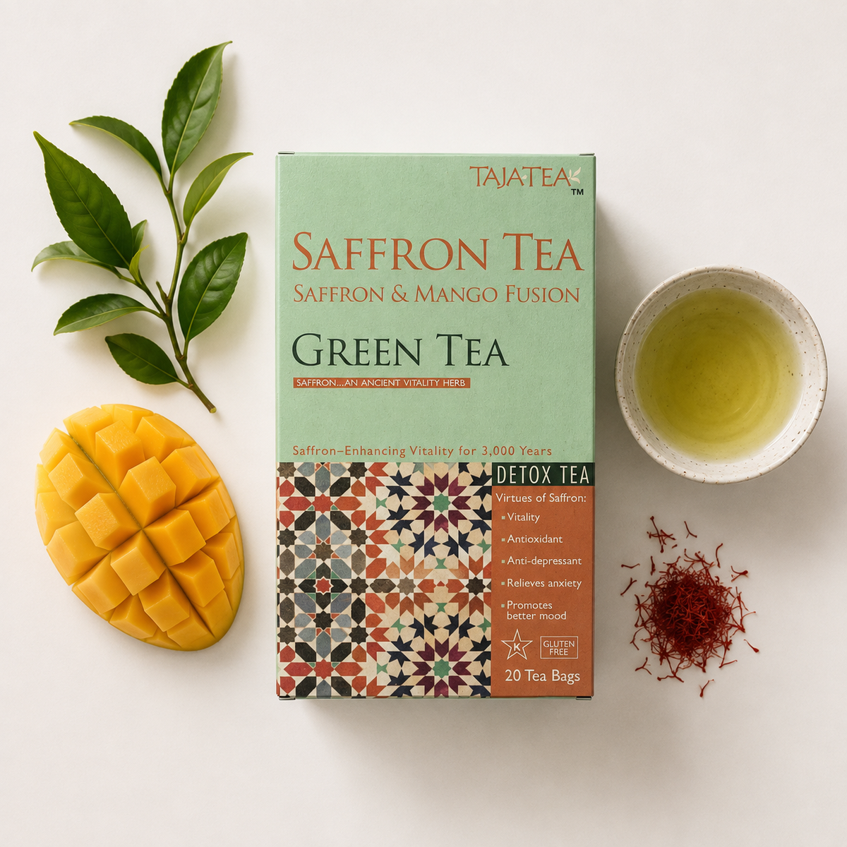 Saffron & Mango Fusion Green Tea
