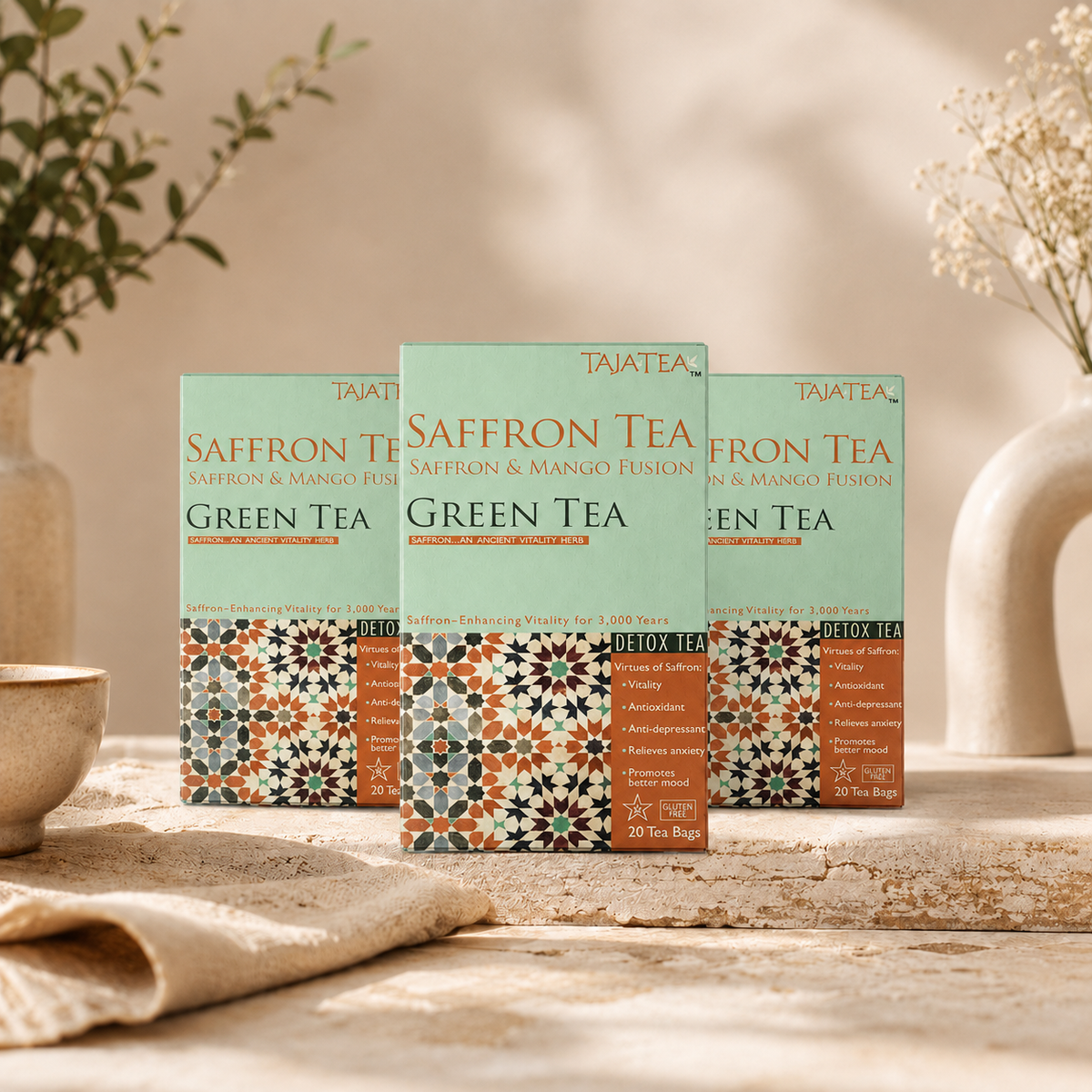 Saffron & Mango Fusion Green Tea [Pack of 3]
