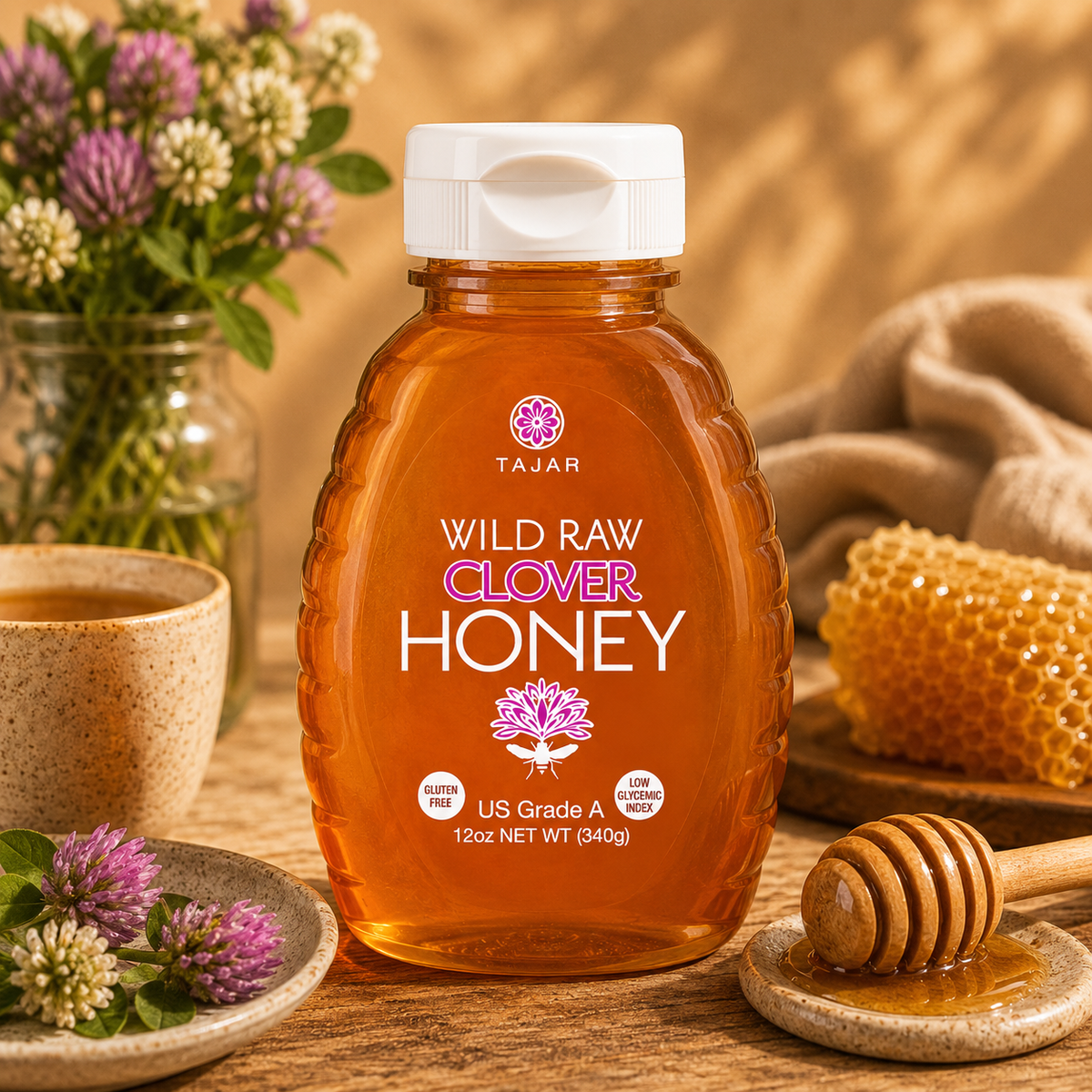 Wild Raw Clover Honey 12oz