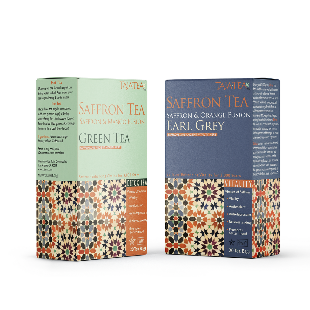 TAJA TEA Duo – Green Tea + Earl Grey, 6 Box Variety Pack