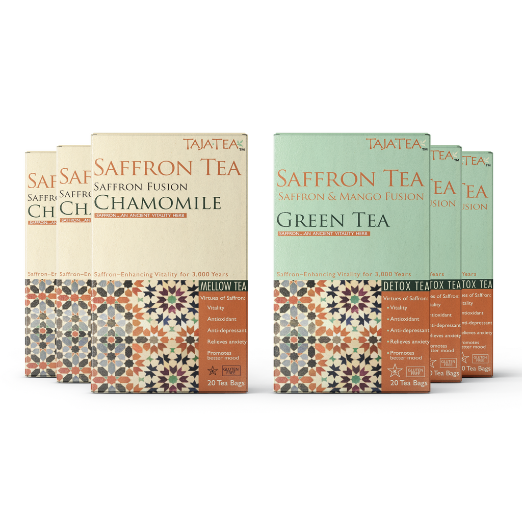 TAJA TEA DUO - Chamomile + Green Tea, 6 Box Variety Pack
