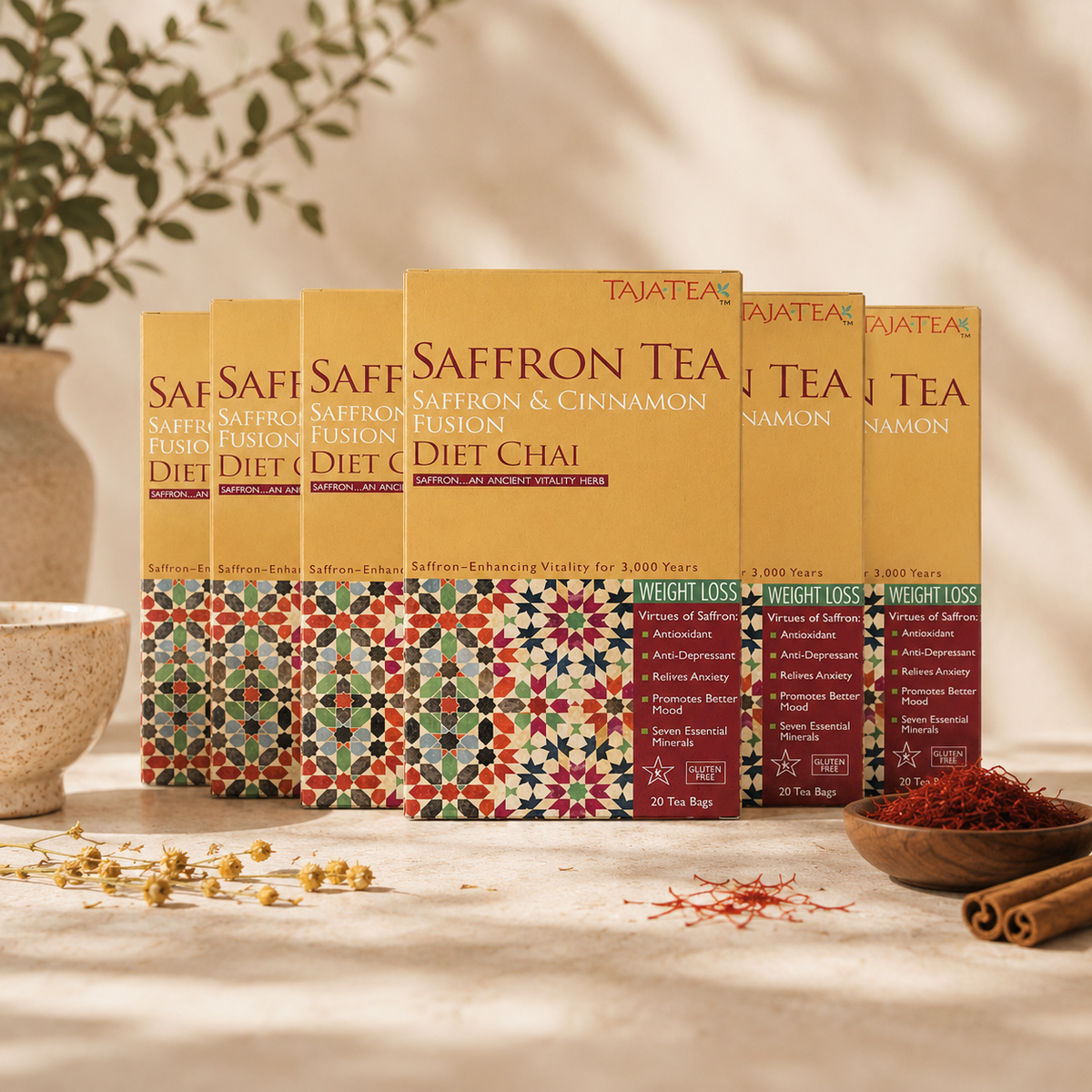 Saffron & Cinnamon Fusion Diet Chai [Pack of 6]