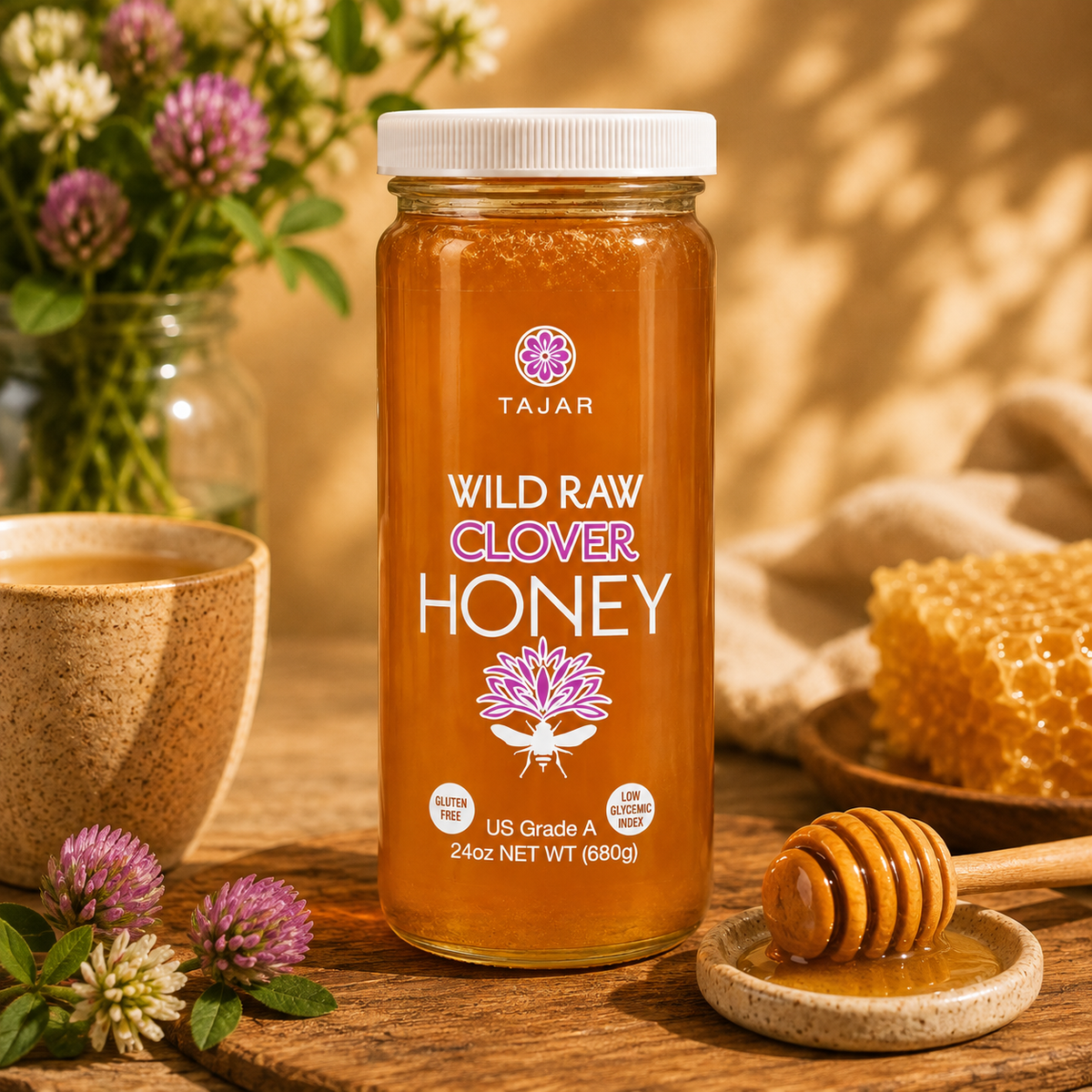 Wild Raw Clover Honey 24oz