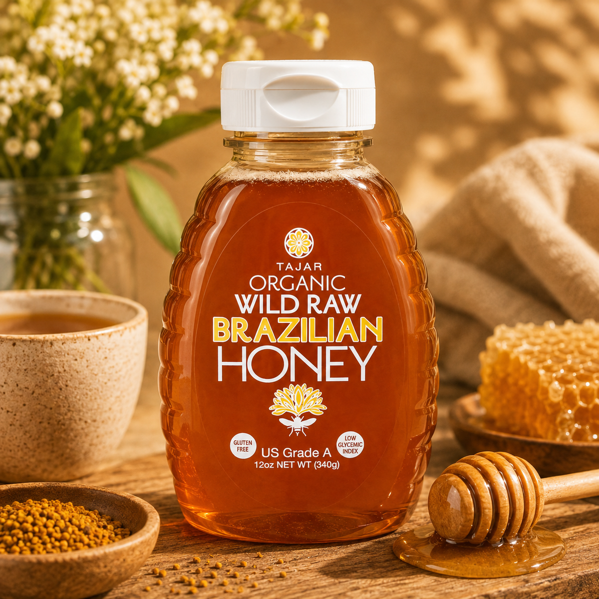 Organic Wild Raw Brazilian Honey 12oz